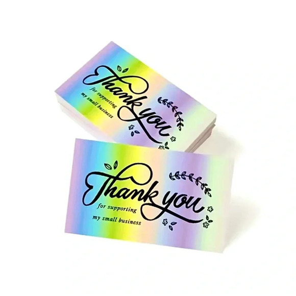 50PCS Thank You ~Colorful Holographic~ Cards NEW - Picture 1 of 4